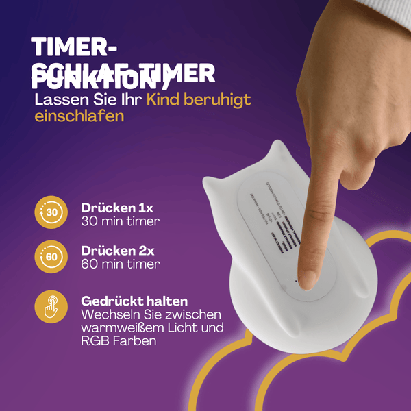 Vulpes Goods Nachtlicht für Kinder - Touch-Bedienung und 8 Farben - LED-Nachtlicht für das Kinderzimmer - USB-aufladbar