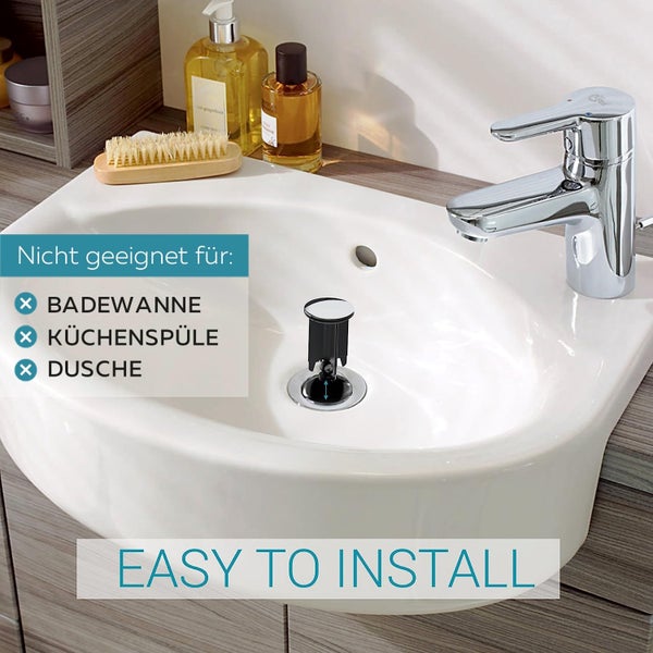 Waschbecken mit Pop-up-Ventil, geeignet für einfache Installation