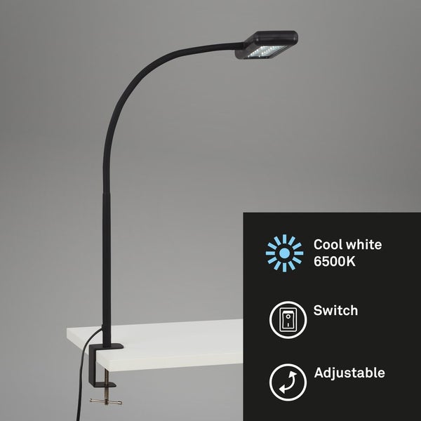 LED Klemmleuchte Tageslicht Kabelschalter 7,5 W schwarz Metall Briloner