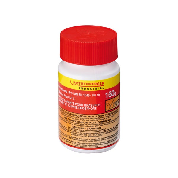 Rothenberger Industrial Hartlötpaste LP 5 DIN EN 1045-FH 10 in einer 160-Gramm-Packung, geeignet für metallische Verbindungen bis 710 Grad.