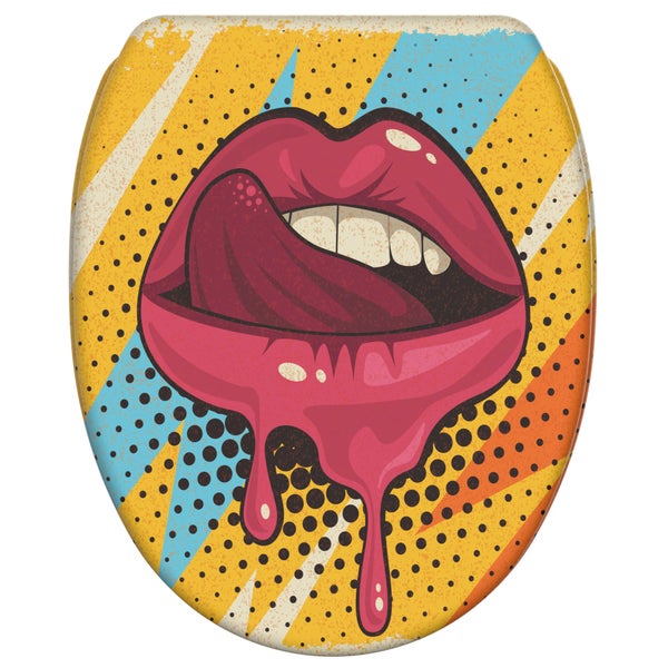 Toilettensitz mit Pop Art Motiv Lippen mit Zunge im Comic Stil