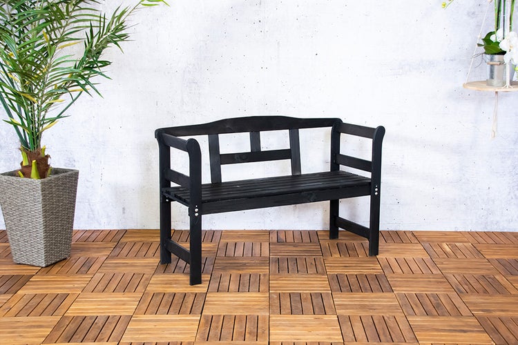 Friesen Gartenbank - Holz - Schwarz - 133 x 40 x 75 cm