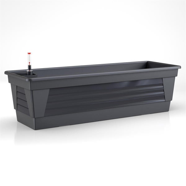 Blumenkasten Milano 3er Set 100 cm lang Farbe Anthrazit mit Wasserspeicher und Wasserstandsanzeige Pflanzkasten für Garten und Balkon witterungsbeständig für Innen und Außen
