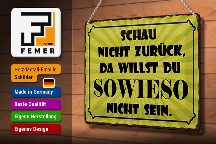 Blechschild Spruch 30x20cm schau nicht zurück