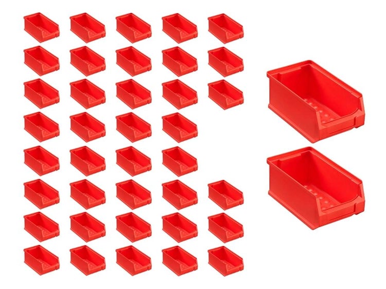 PROREGAL SuperSparSet 40x Rote Sichtlagerbox 2.0 HxBxT 7,5 x 10 x 17,5 cm 0,8 Liter Sichtlagerbehälter