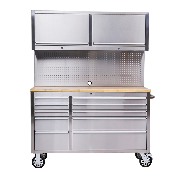 Werkbank mit Schubladen, Schränken und Lochwand