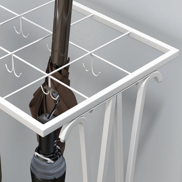 Wandgarderobe mit integriertem Schirmhalter aus Metall mit Gitterstruktur und mehreren Haken
