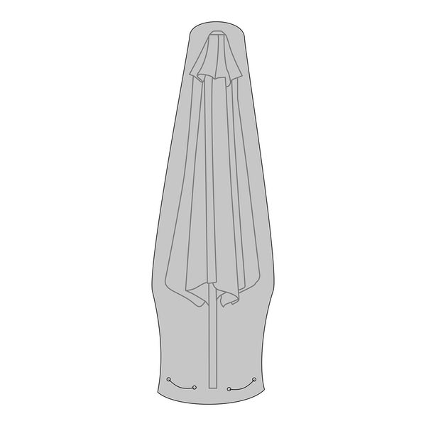 Schutzhülle für Sonnenschirme mit Kordelzug am unteren Ende.