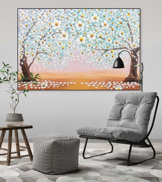 Handgemaltes Gemälde Acrylfarbe 120x80cm Orange
