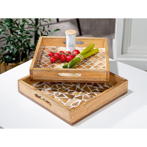 Tablett GILDE 2er Set TAVERNO Servieren natur Breite 30,5cm Mangoholz