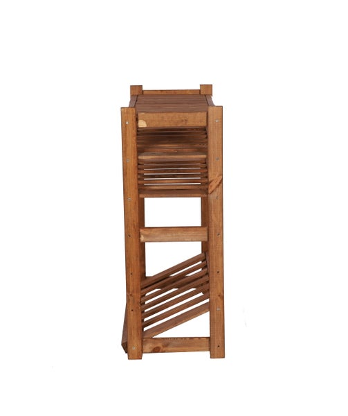 PROREGAL Getränkekisten- & Weinregal SPREEWALD HxBxT 86x70x33cm 12 Flaschen auf 2 Ebene + 1 Ebene für Kisten + Ablage Massives Kiefernholz Braun geölt