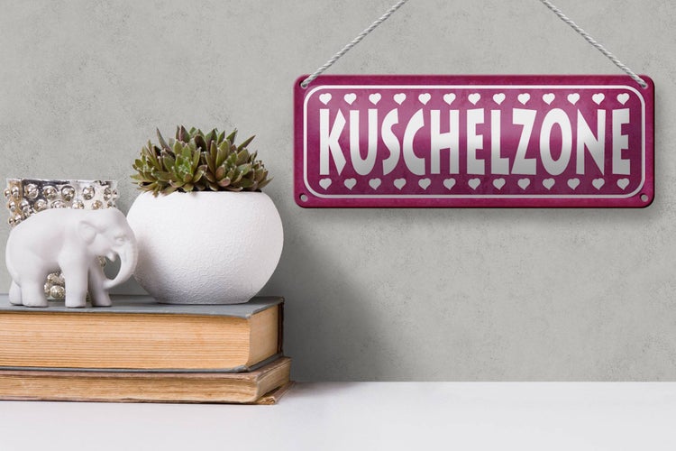 Blechschild Spruch 27x10cm Kuschelzone Herzen Dekoration