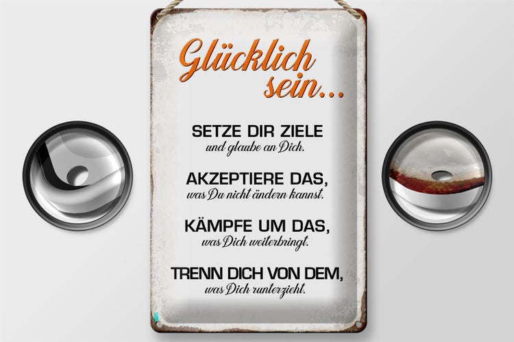 Blechschild Spruch 20x30cm glücklich sein glaube an dich