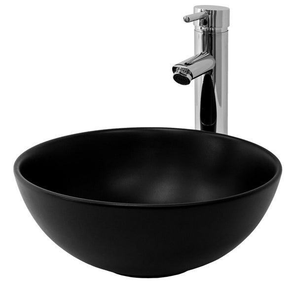 ML-Design Waschbecken aus Keramik in Schwarz Matt, Ø 32x13,5 cm, Runde Aufsatzwaschbecken, Moderne Waschtisch, Waschschale mit Abflussloch, Waschplatz Handwaschbecken, für das Badezimmer und Gäste-WC