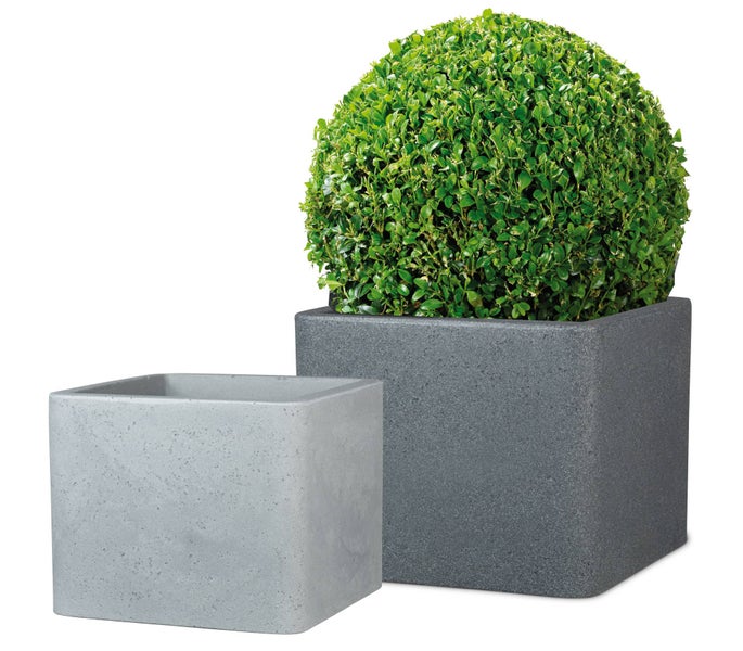 Scheurich Alea 40, Pflanzgefäß/Blumentopf/Pflanzkübel, quadratisch,  aus Kunststoff Farbe: Stony Grey, 38 cm Durchmesser, 33 cm hoch, 44 l Vol.