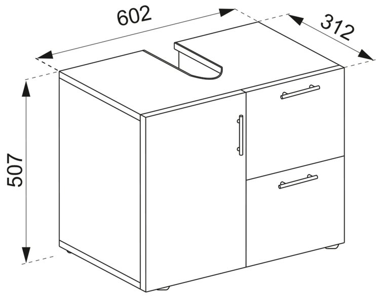 Holz Badmöbel Badunterschrank Flandu Schublade
