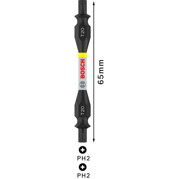 Bosch PRO Impact Schrauberbit mit Doppelklingen und Pick and Click-Einsätzen T20 65 mm - 2608522540