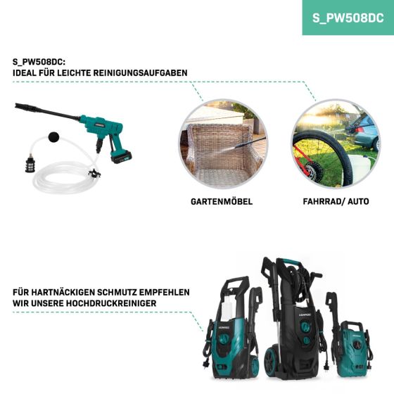 VONROC Profi Akku Hochdruckreiniger mobil 24bar - Kabelloser mini Hochdruckreiniger Akku mit Pistole 198 l/h, Tragbarer Akku Drucksprüher und Akkupumpe inkl 2.0Ah Akku & Ladegerät | Ideal für Auto waschen, Terassenreinigung, Teppichreinigung