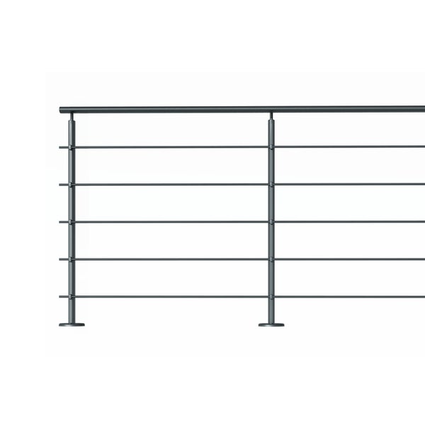 PRESTIO – Geländerset 2m montagefertig aus Aluminium - Bodenbefestigung , Farbe Anthrazit RAL 7016