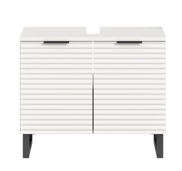 Waschbeckenunterschrank mit zwei Türen und geriffelter Oberfläche