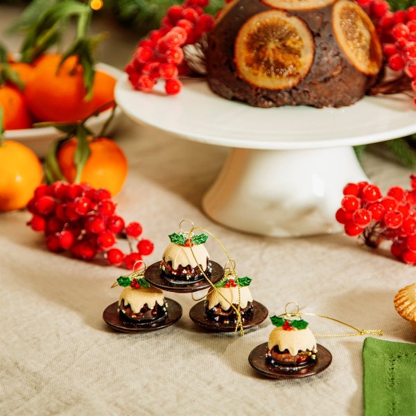 Mini-Weihnachtspudding-Weihnachtskugel (Set4) - Sass & Belle