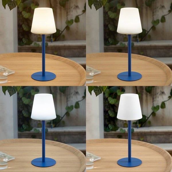 Lindby LED Akkutischlampe höhenverstellbar, Lichtfarbe 3-stufig einstellbar Akku Tischlampe kabellos aufladbare tragbare Tischleuchte Garten IP44