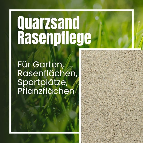 Quarzsand zur Rasenpflege für Gärten, Rasenflächen, Sportplätze und Pflanzflächen.
