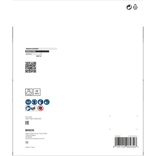 Bosch Pro Verpackungsdetails mit Sicherheitshinweisen und Herstellerinformationen