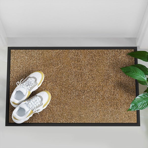 FLOORDIREKT Fußmatte Rhine - Unicolor - Schmutzfangmatte für Innen & Außenbereiche - Beige - 90 x 600 cm