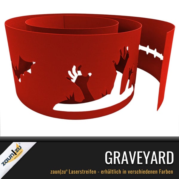 Zaunfolie mit Friedhofsmotiv als Sichtschutz