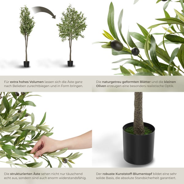 Dekorativer Olivenbaum im Topf, Äste biegsam für mehr Volumen