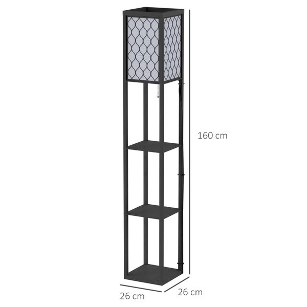 Stehleuchte mit drei Regalböden und Lampenschirm, Höhe 160 Zentimeter