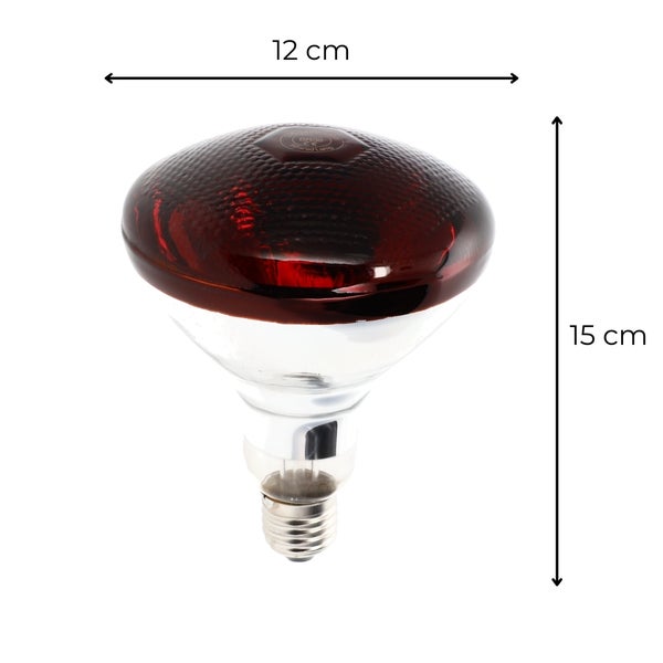 Infrarotlampe mit den Maßen 12 cm mal 15 cm