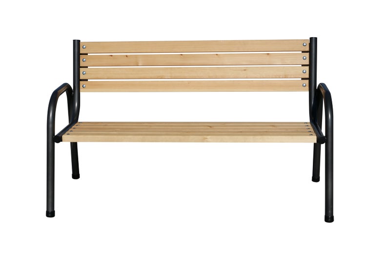 Sungörl Gartenbank Bayreuth Wetterfeste Holzbank mit Stahlgestell 147x69x86cm Parkbank Gartenmöbel
