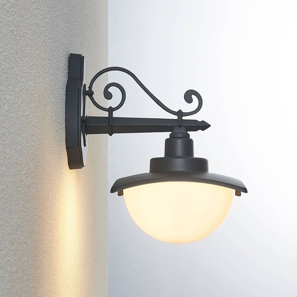 Lindby Wandleuchte außen Elinda (spritzwassergeschützt (Landhaus, Vintage Rustikal) in Schwarz aus Aluminium (1 flammig E27) - Außenwandleuchten Wandlampe Led Außenlampe Outdoor für