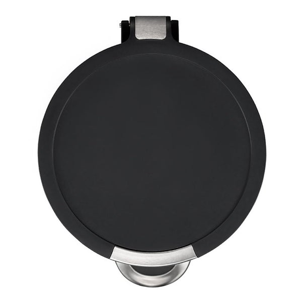 PROREGAL Runder Treteimer Mit Kunststoffdeckel Mit Edelstahlakzenten 5 Liter HxØ 29 x 20,5 cm Schwarz