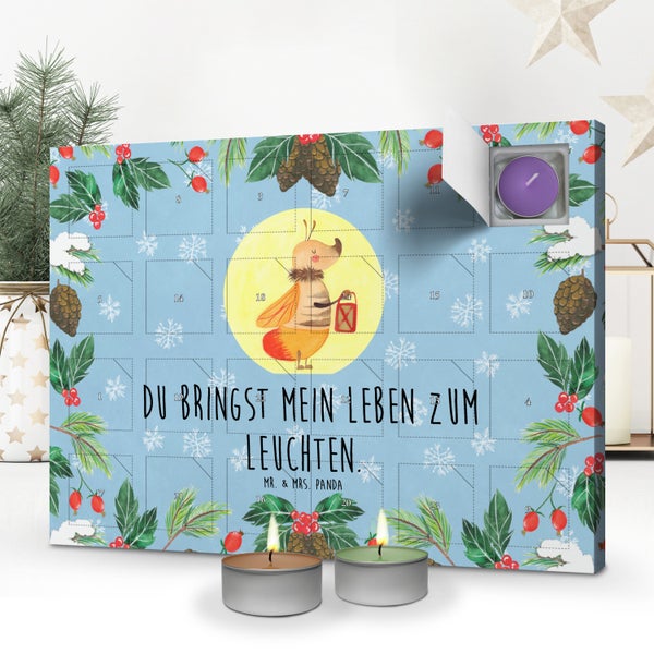 Mr. & Mrs. Panda Duftkerzen Adventskalender Glühwürmchen - Blau Pastell