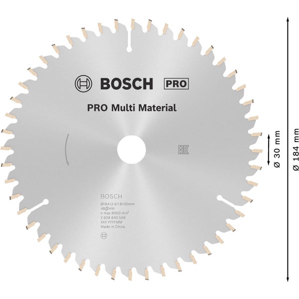Bosch Pro Multi Material Kreissägeblatt, Durchmesser 184 Millimeter