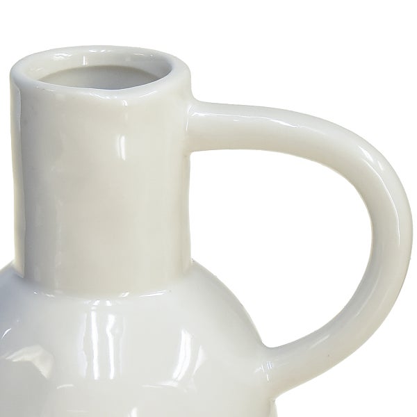 Weiße Vase aus Keramik in Krugform mit Henkel