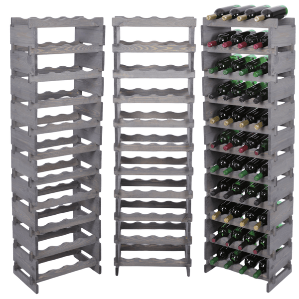 Weinregal VINOTECA FLEX PRO HxBxT 149x46x28cm 44 Flaschen auf 11 Ebenen Massives Kiefernholz Grau