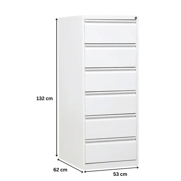 PROREGAL Karteischrank Mare 6 Schubladen HxBxT 132 x 53 x 62 cm Weiß