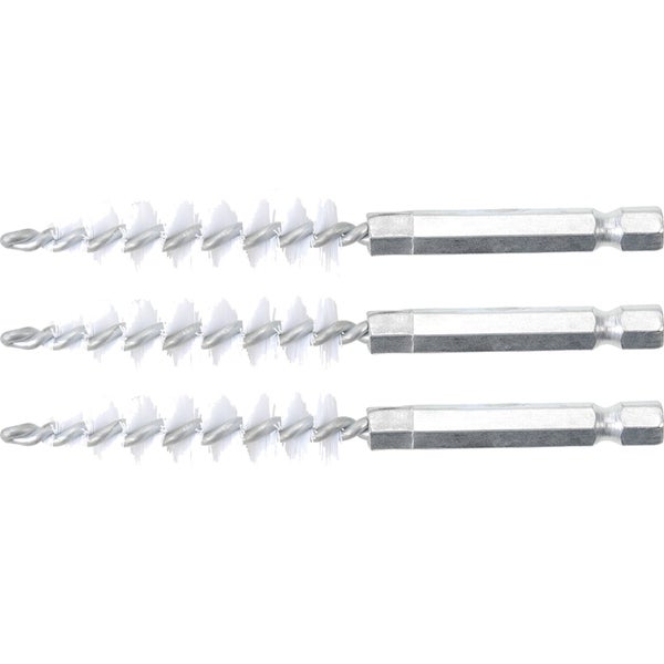 Drei Reinigungsbürsten mit Sechskantschaft für Bohrmaschinen