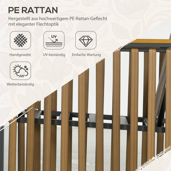 Outsunny 3-tlg. Gartenmöbel-Set, 66L x 68B x 68H cm, PE Rattan, Stahl, mehrfarbig