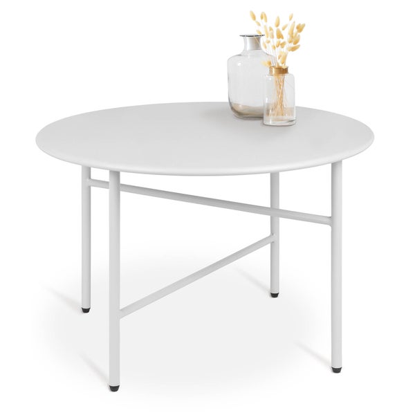 Beautissu Finn Beistelltisch Ø 53x36cm Weiß Metall