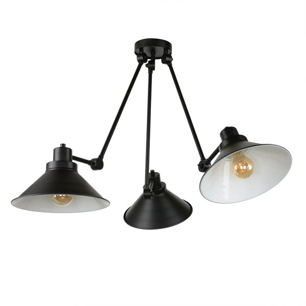 Deckenleuchte mit drei Armen und Lampenschirmen