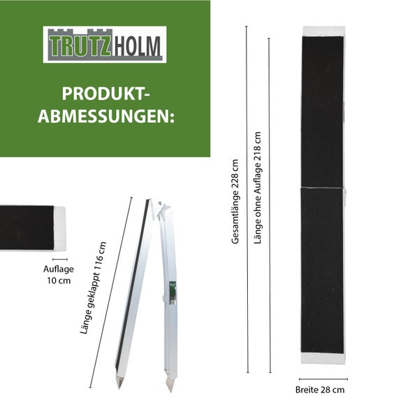 TRUTZHOLM 2 x Auffahrrampe klappbar 228 cm 680 kg Traglast Alu Anti Rutsch Quad ATV Rasenmähertraktor