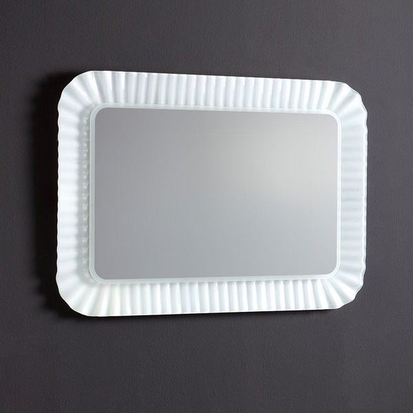 Spiegel mit Rahmen aus geschmolzenem Weißglas und LED