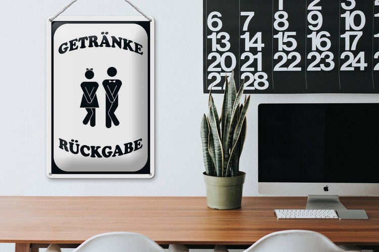 Blechschild Hinweis 20x30cm Getränke Rückgabe WC lustig