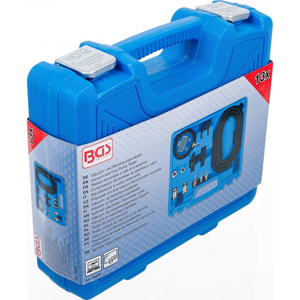 Vakuum- und Benzinpumpentester im blauen Koffer