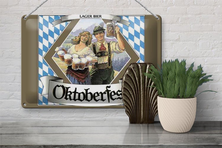 Blechschild Spruch 30x20cm Oktoberfest Lager Bier Bayern